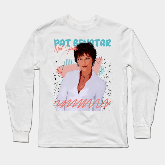 Retro Pat Benatar 80s Fan Art Design Long Sleeve T-Shirt by Nandin Putri